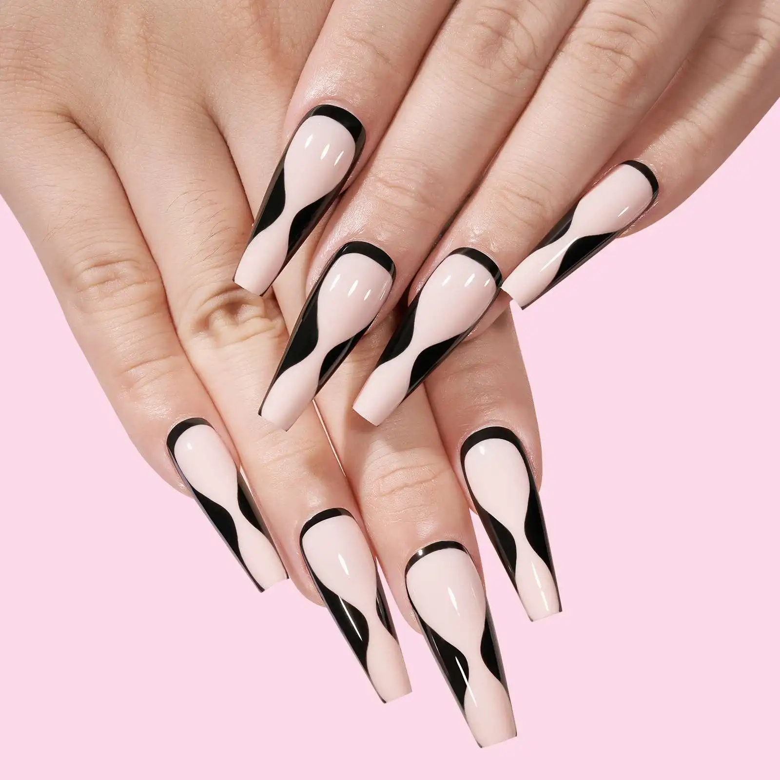 В наличии 24 шт. высококачественные искусственные ногти с завитками французский дизайн пресс для