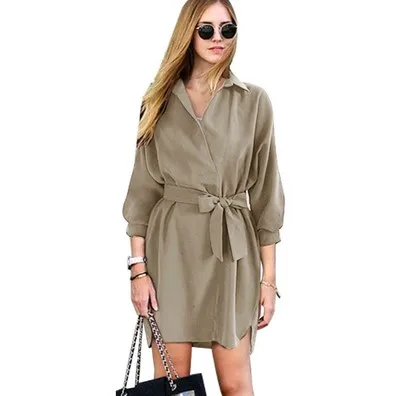 
Женское Новое поступление, осенне-зимние повседневные платья, сексуальное платье-рубашка большого размера 