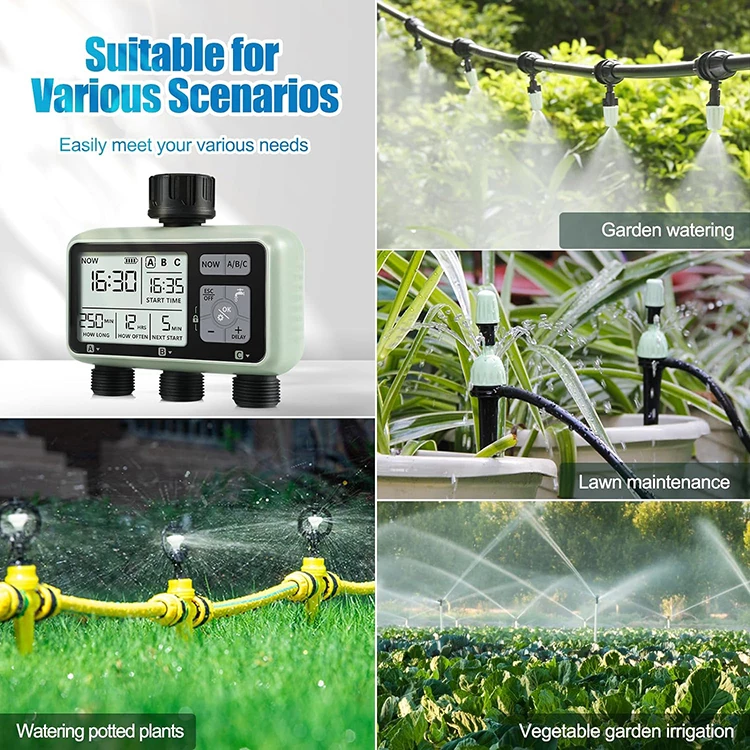 New Design  Automatic Three Zone Water Timer Garden Watering Irrigation System HCT-378