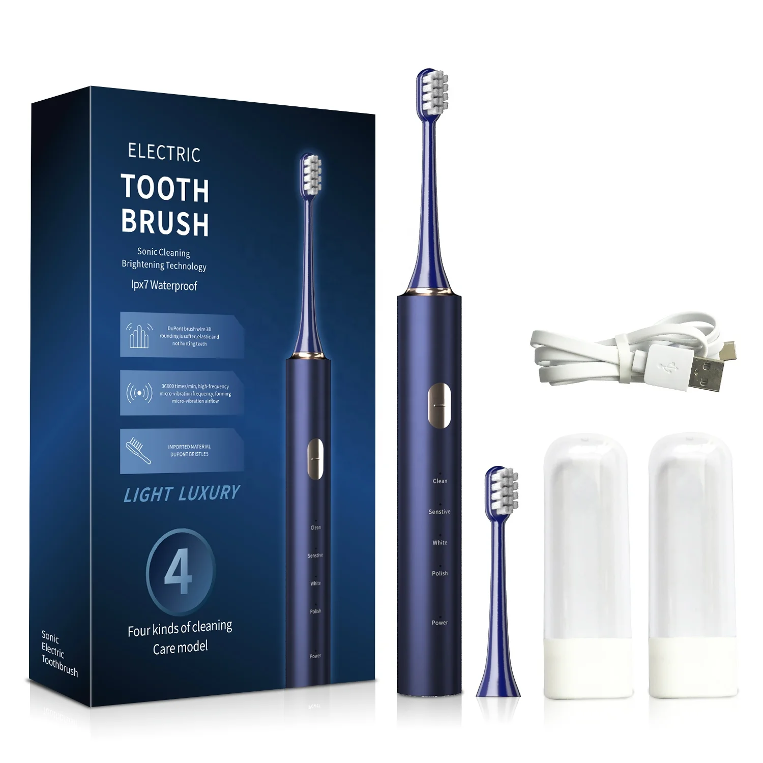 Cheap Price Wholesale 5 Modes Oral Care Automatic Rechargeable Sonic Whitening Electric Toothbrush With Travel Case