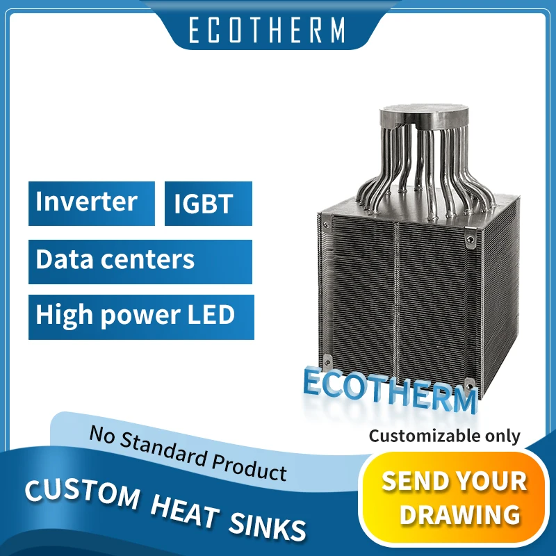 Custom high power peltier 500W copper pipe soldered electronic heat sink for LED lighting round