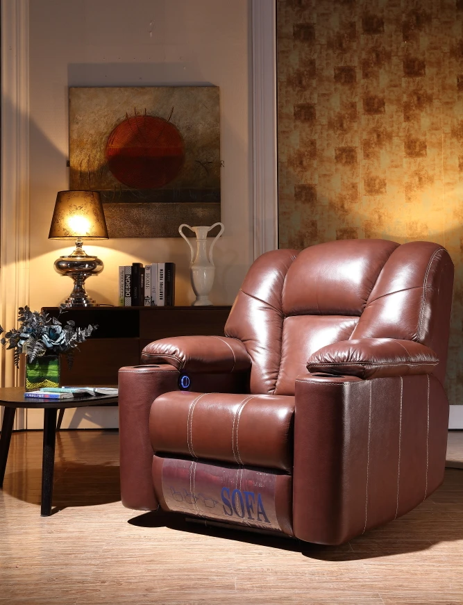 Современное Электрическое Кресло для домашнего кинотеатра мебель из натуральной кожи с массажным элементом деревянная рама набор сидений театра