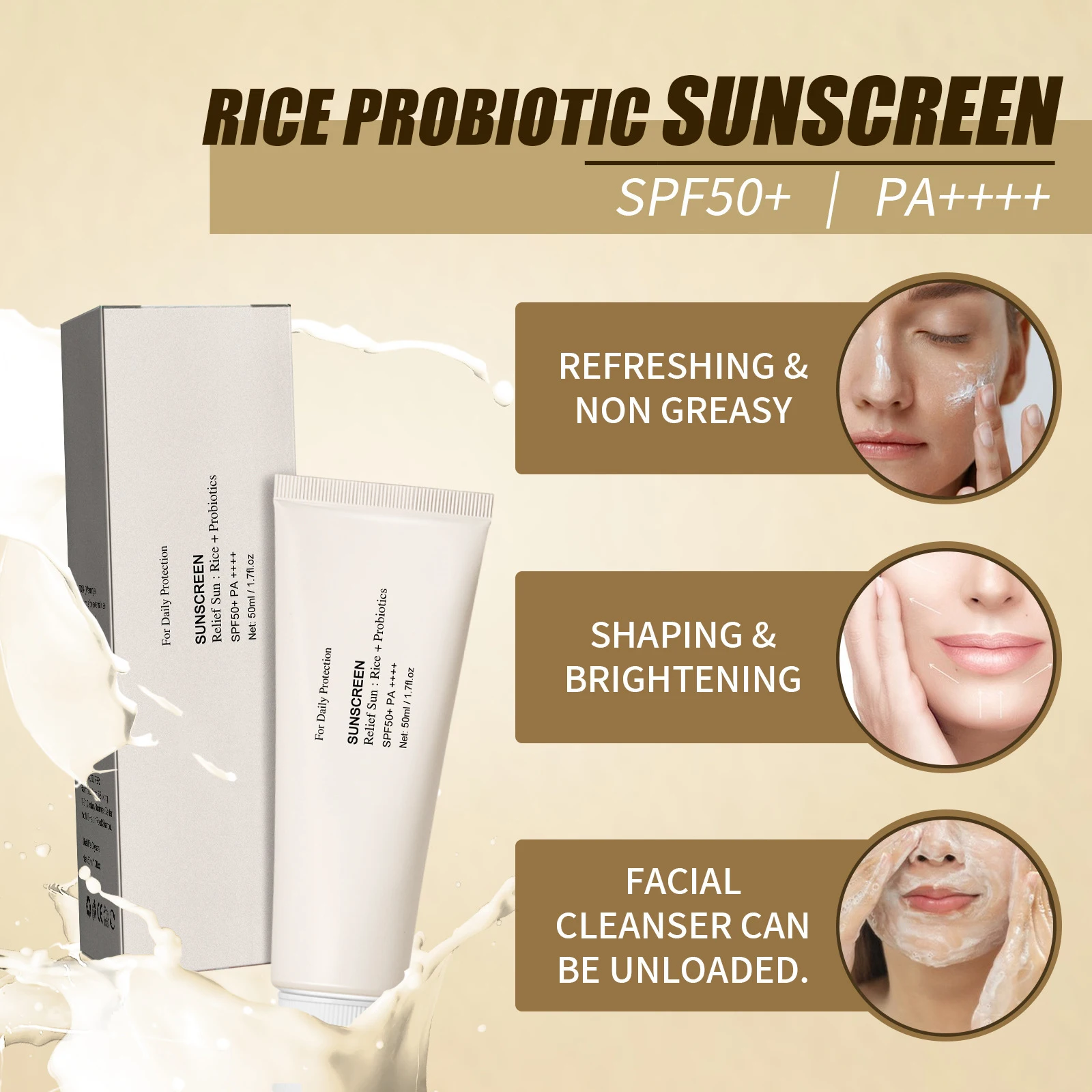Private Label Sunscreen Cream SPF 50 SPF90 Sun Uv Sunblock UV Protection Sunscreen Cream in The Car Sunscreen Free Shipping