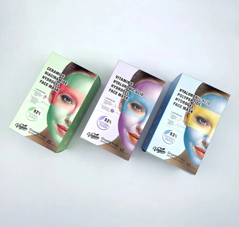 Free Samples Vitamin C Infused Cooling Crystal Collagen Hydrogel Face Mask Double Colors Moisturizing Sheet Facial Care Mask