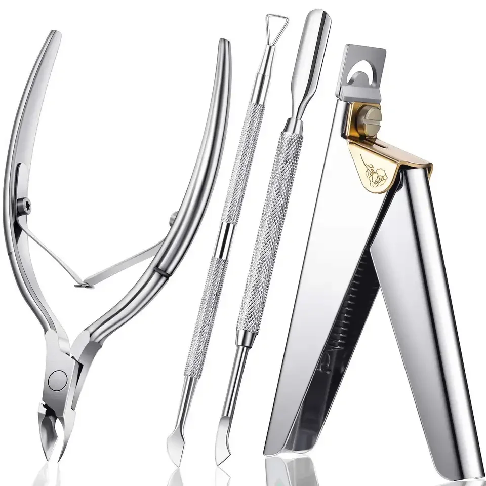 Customizable Stainless Steel French Nail Tips Cutter&Pusher&Cuticle Nipper Rose Gold Color Match Manicure Tools OEM/ODM BeiEn