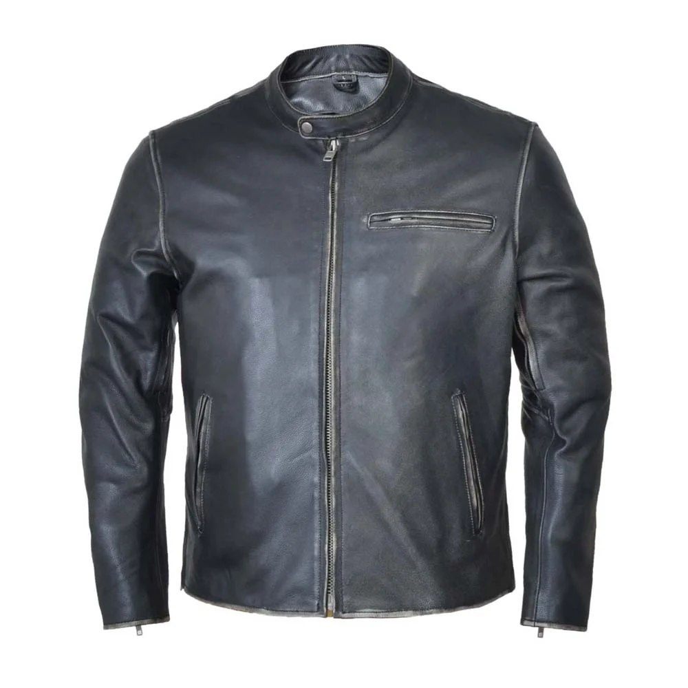 Mens biker Jacket cowhide leather with YYK Zippers vintage brown leather  jacket - Albarr Pak