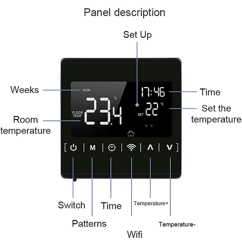 110V 120V 230V All Touch Screen Temperature Controller Thermoregulator Black Back Light Electric Heating Room Thermostat WiFi