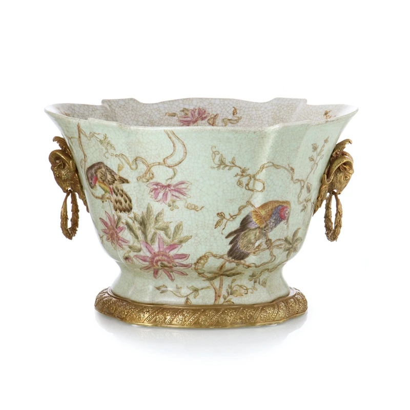 New White Ceramic Brass Antique Metal Serving Tray Good Quality And Luxury Decorative Fruit For Table In Living Room