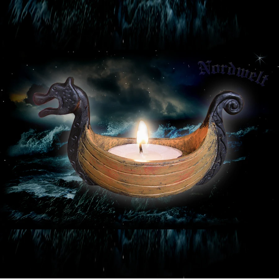 Traditional Handmade Viking Boat Dragon candle holder for Home Decor