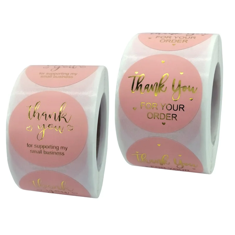 Gold Foil Thank You For Supporting My Small Business Sticker Pink Decor Labels