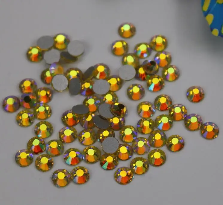 Crystal AB Glass Loose Beads  Non Hotfix Flat Back Rhinestones