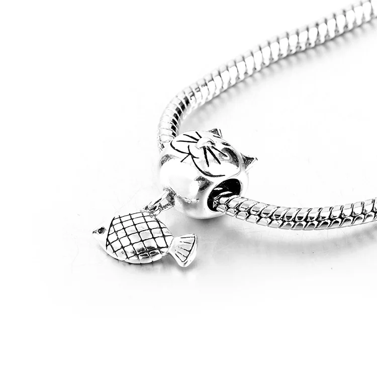 925 silver snake bracelet charms fish with cat wholesale charms