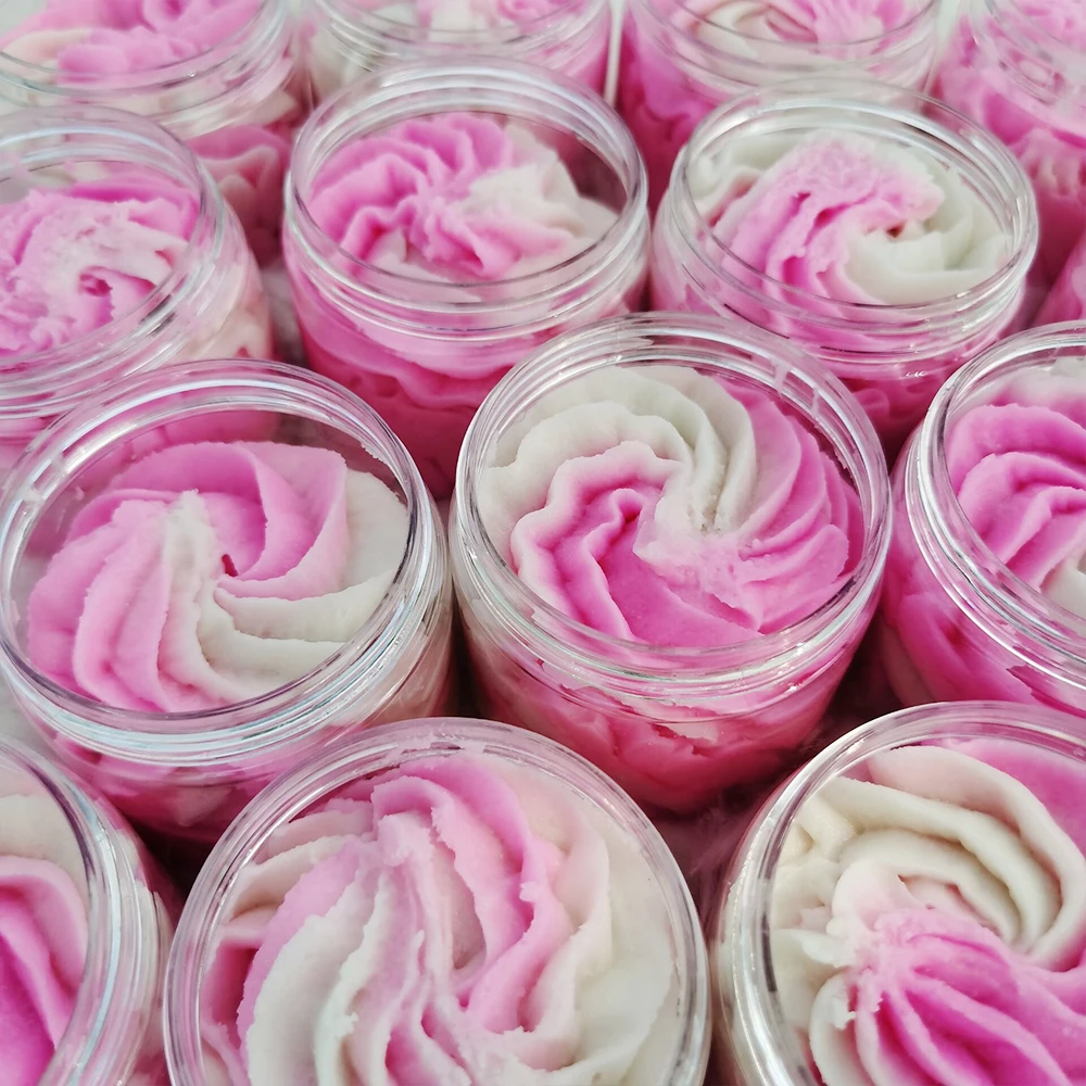 
Jars Private Label Wholesale Shea Vegan Rainbow Handmade Mango Whipped Whip Whippedd Dessert Production Body Butter 