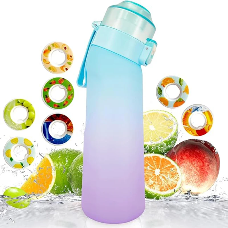 Flavored Water Bottle with Flavour Pods Air Water Up Bottle Frosted 650ml Air Starter Up Set Water Cup for Camping Fishing