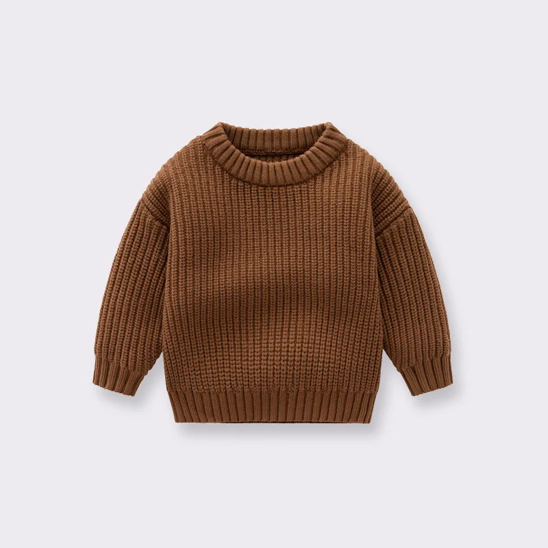 2024 Solid Colors Winter Sweater For Newborn Baby Knitted Sweaters Kids Casual Children Sweater
