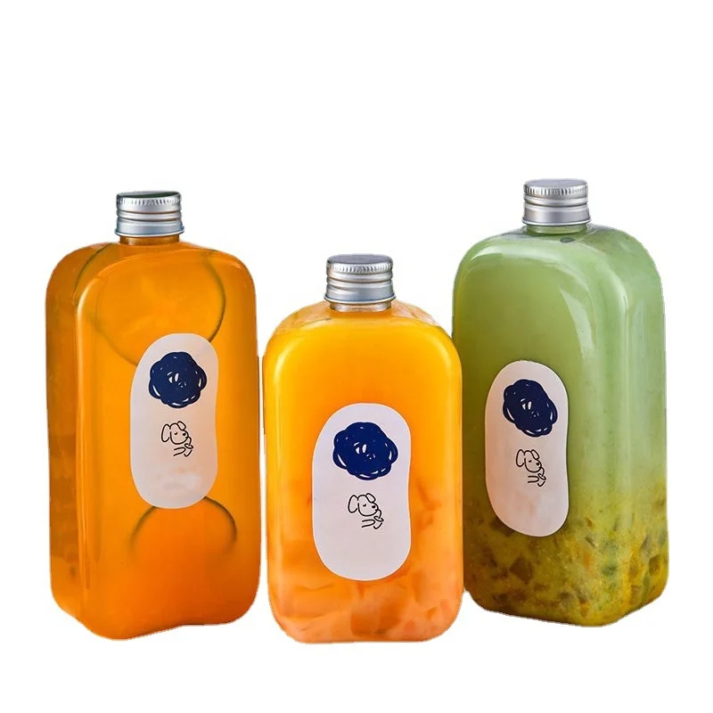 8oz 12oz 16oz Reusable Disposable Plastic Juice Bottle Beverage Containers With Tamper Evident Lids