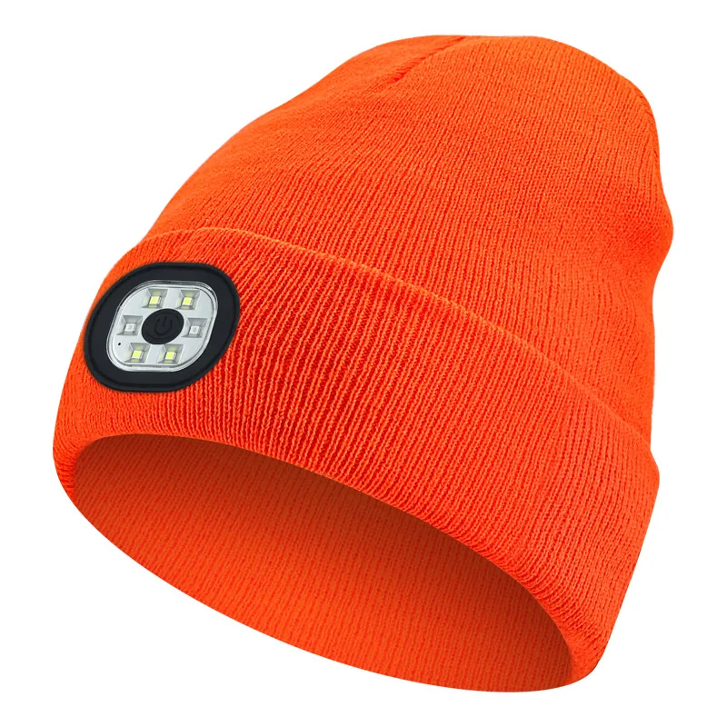 USB Rechargeable Night Flashlight Knitted Hat LED Lighted Winter Beanie Headlamp Winter Beanie Hat with Light