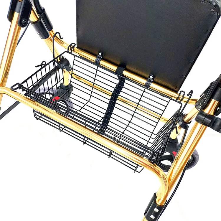 Wholesale walking assist devices folding 4 wheel rollator walker with seat and basket