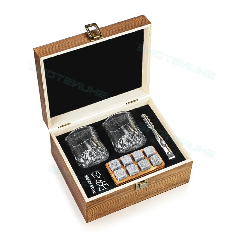 Crystal Whisky Glass Whiskey Stones Glasses Set With Wooden Box Novelty Gifts for Men Adult in Stock