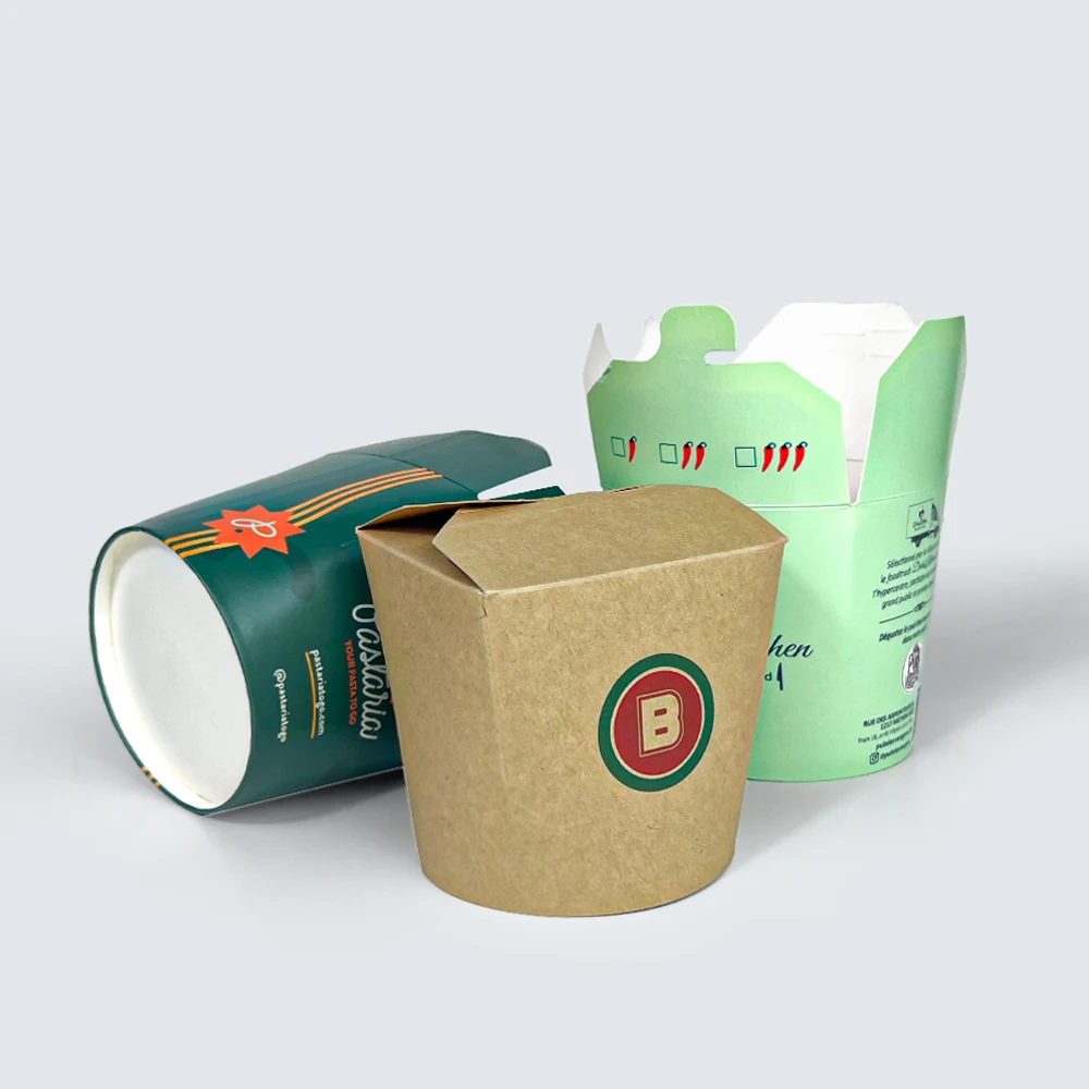 ZJPACK  Eco-Friendly Wholesale Food Packaging Disposable Kraft Paper 16oz 26oz 32oz Grease-Resistant  Food noodle box