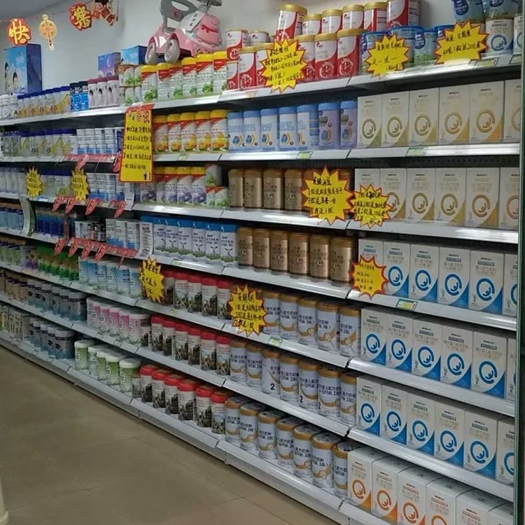 Cold Rolled Steel Display Racks Retail Store Shelf Heavy Duty Supermarket Shelves for Grocery Store