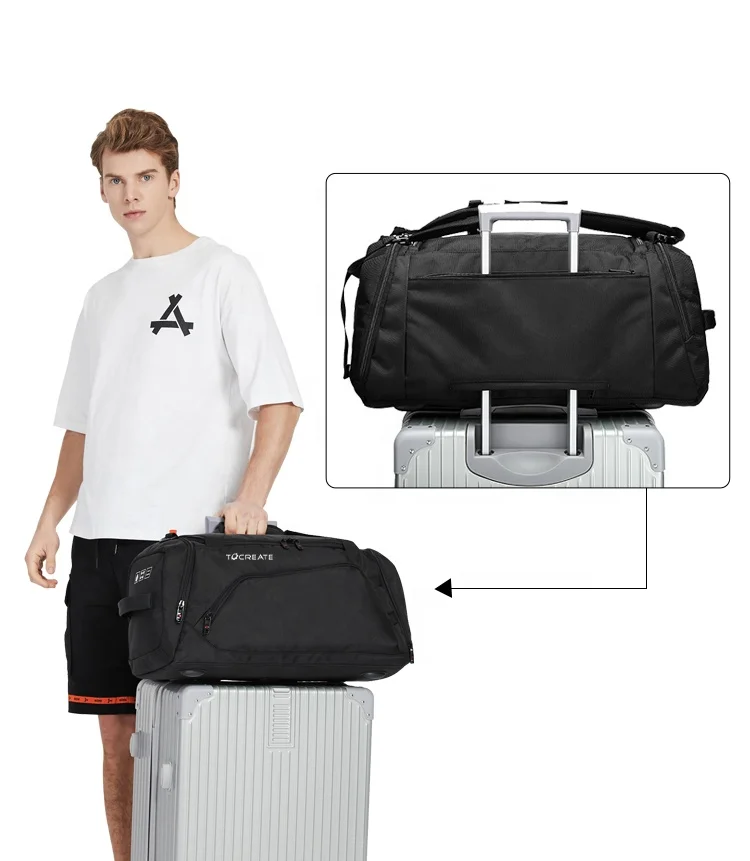 
Two way duffel backpack large capacity weekender travel bag waterproof gym bag 