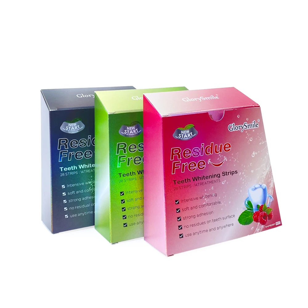 Factory Wholesale 14 Pairs Trapezoid Mint Residue Free 6% HP PAP Dry Stirp Teeth Whitening Strips