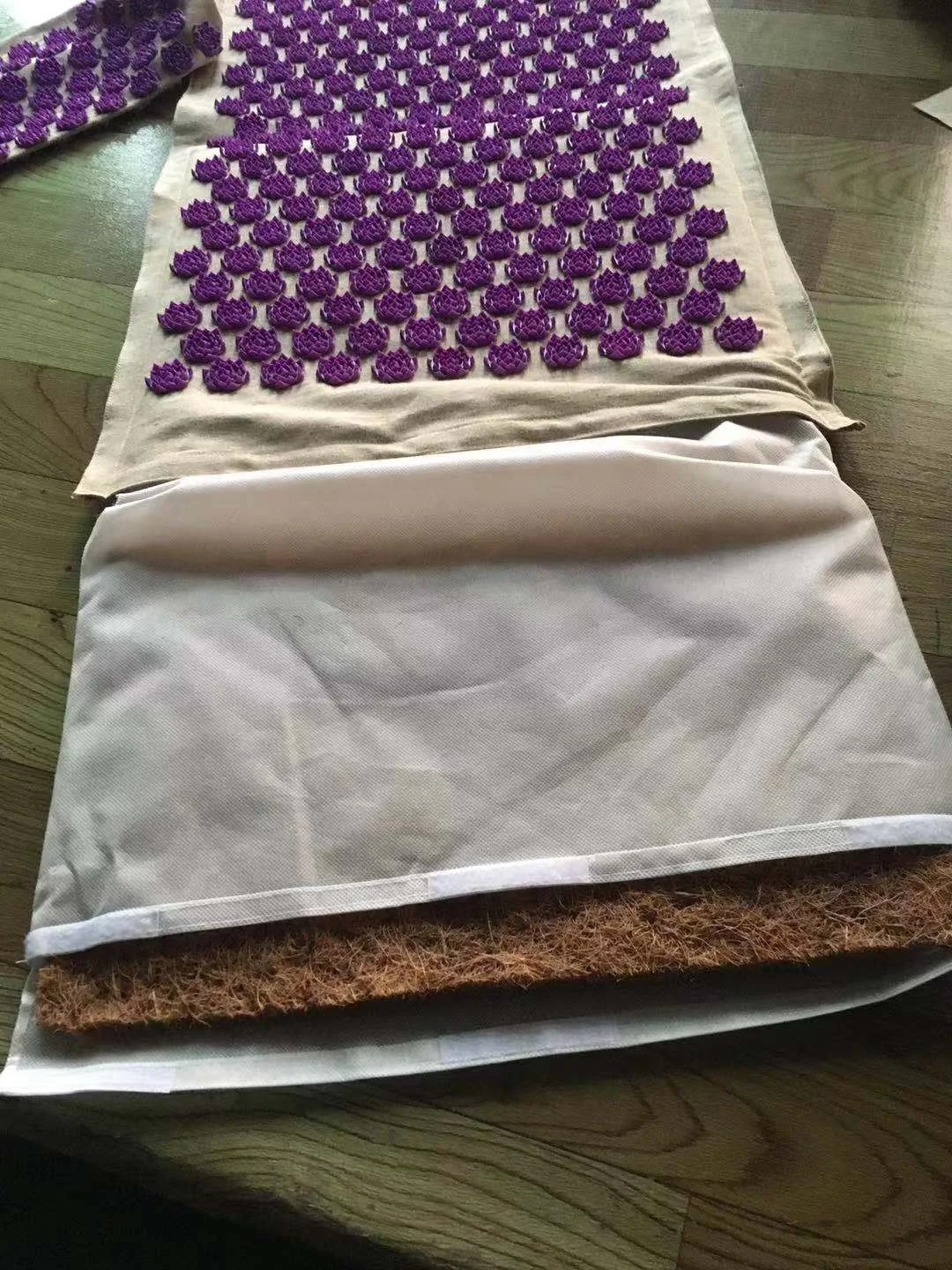ZRWM44 Acupressure Mat and Neck Pillow Set Natural Organic Linen Cotton Acupuncture Mat and Bag Back Pain Relief