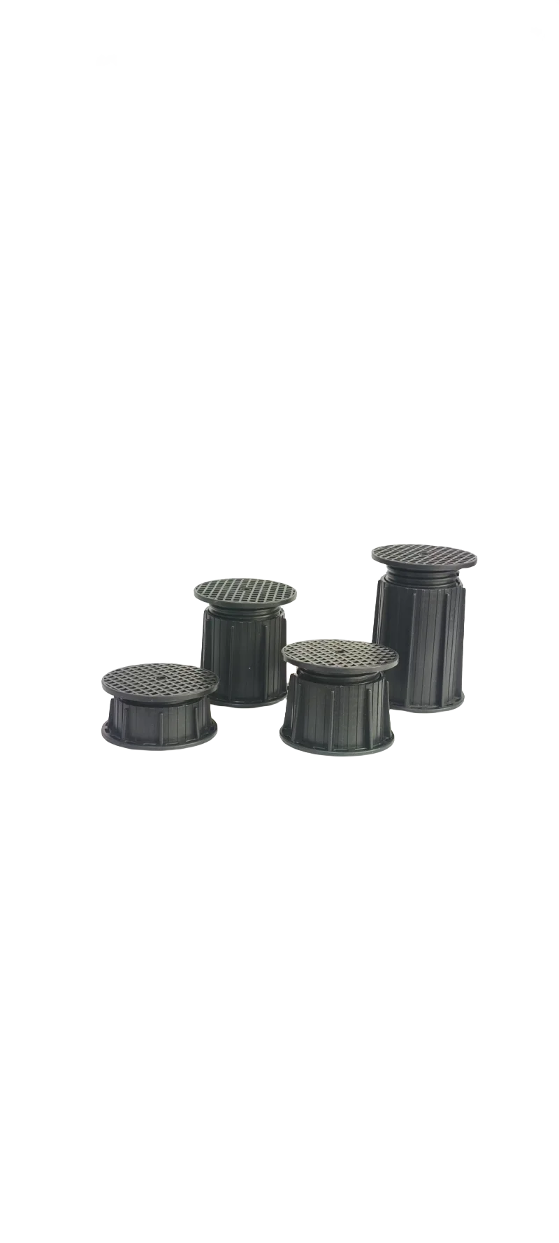 Adjustable pedestal plastic flooring system for terrace   Adjustable plastic deck lifting floor base