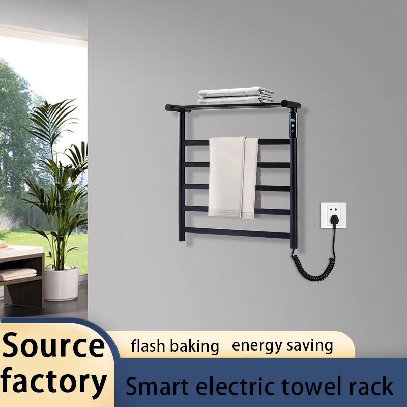 High Quality Temperature Control Regulation Household Use Dryer 304 Stainless Steel Black Bathroom Electric Towel Rack