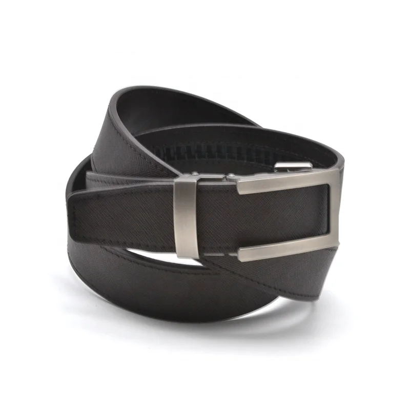 Custom formal metal magnetic automatic buckle micro adjustable belts real leather men track belt