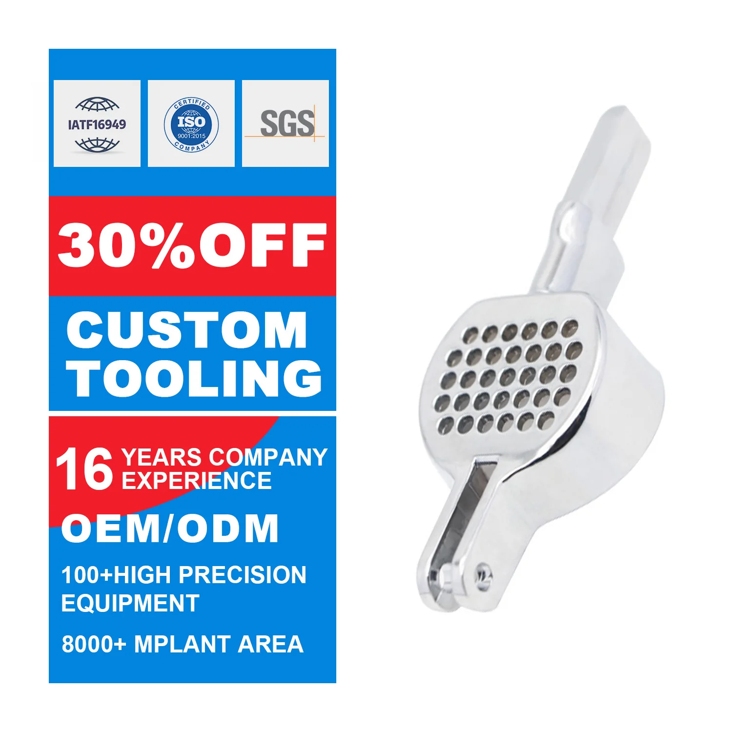 Precision Die Casting Processing of Zinc Aluminum Alloy for Garlic Press Custom Casting Services