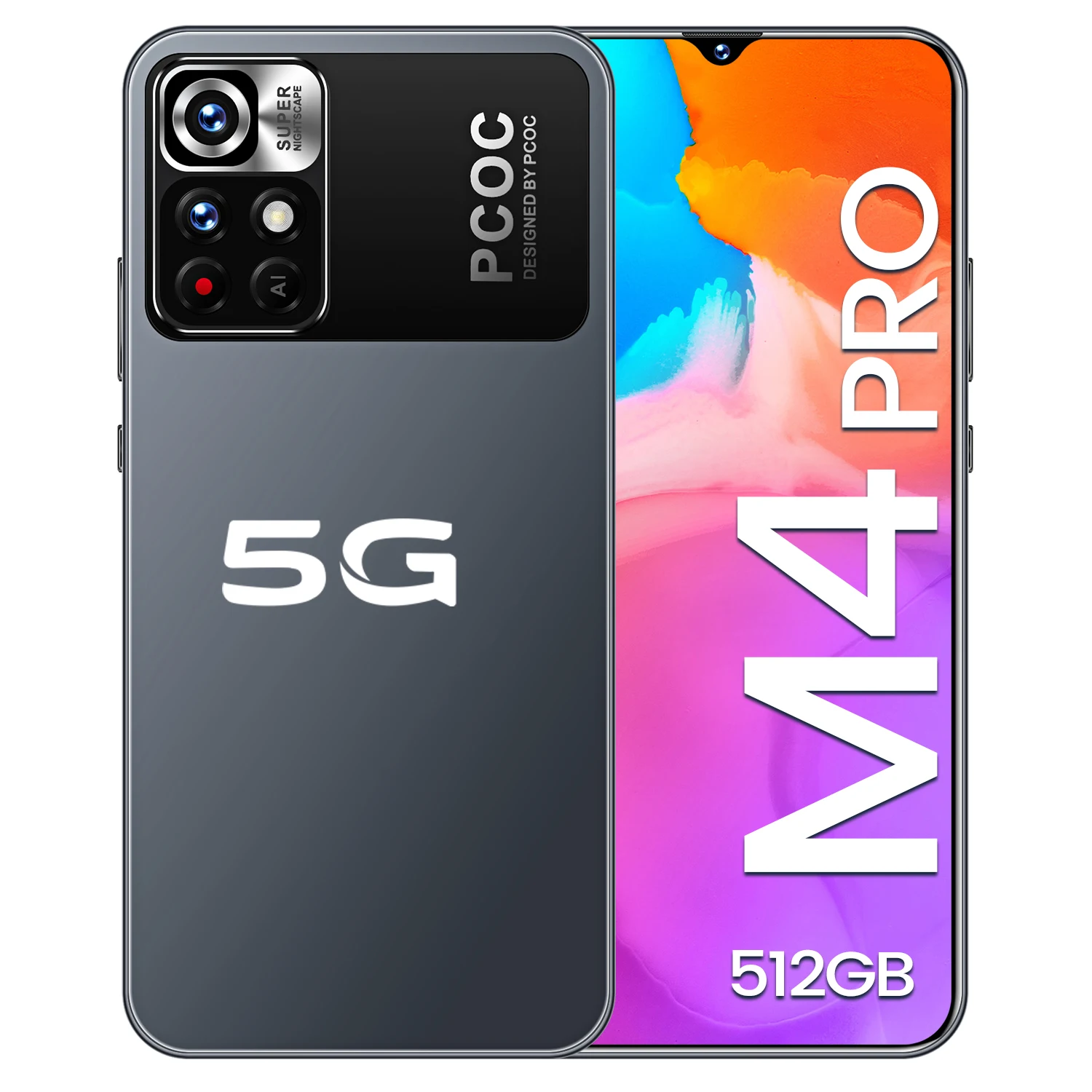 M4 PRO 6.7 inch 16MP+32MP 12GB+512GB Large Capacity Battery Face recognition Smart Cell Phones Mobile Android Smartphone