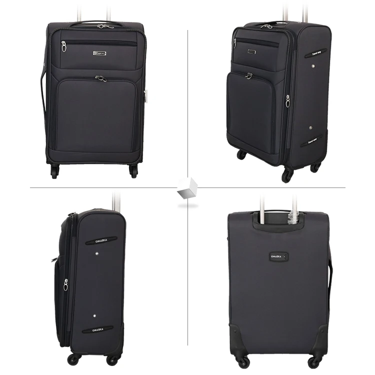 Custom High quality 4 wheels 14 16 20 24 28 32 inch waterproof black nylon travel bags luggage set