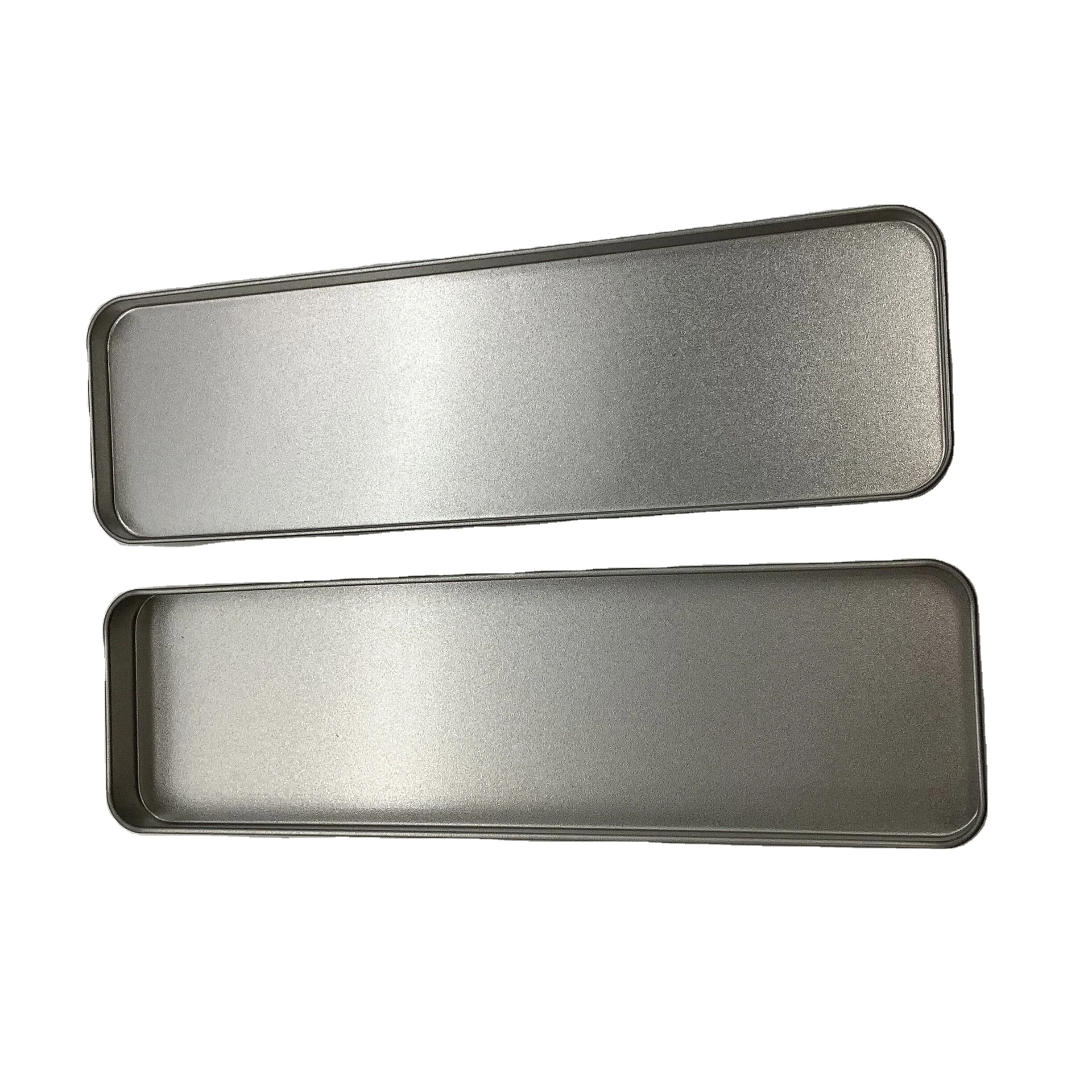 2021 Silver Pen Holder Metal Hinged Tin Box Pencil Case