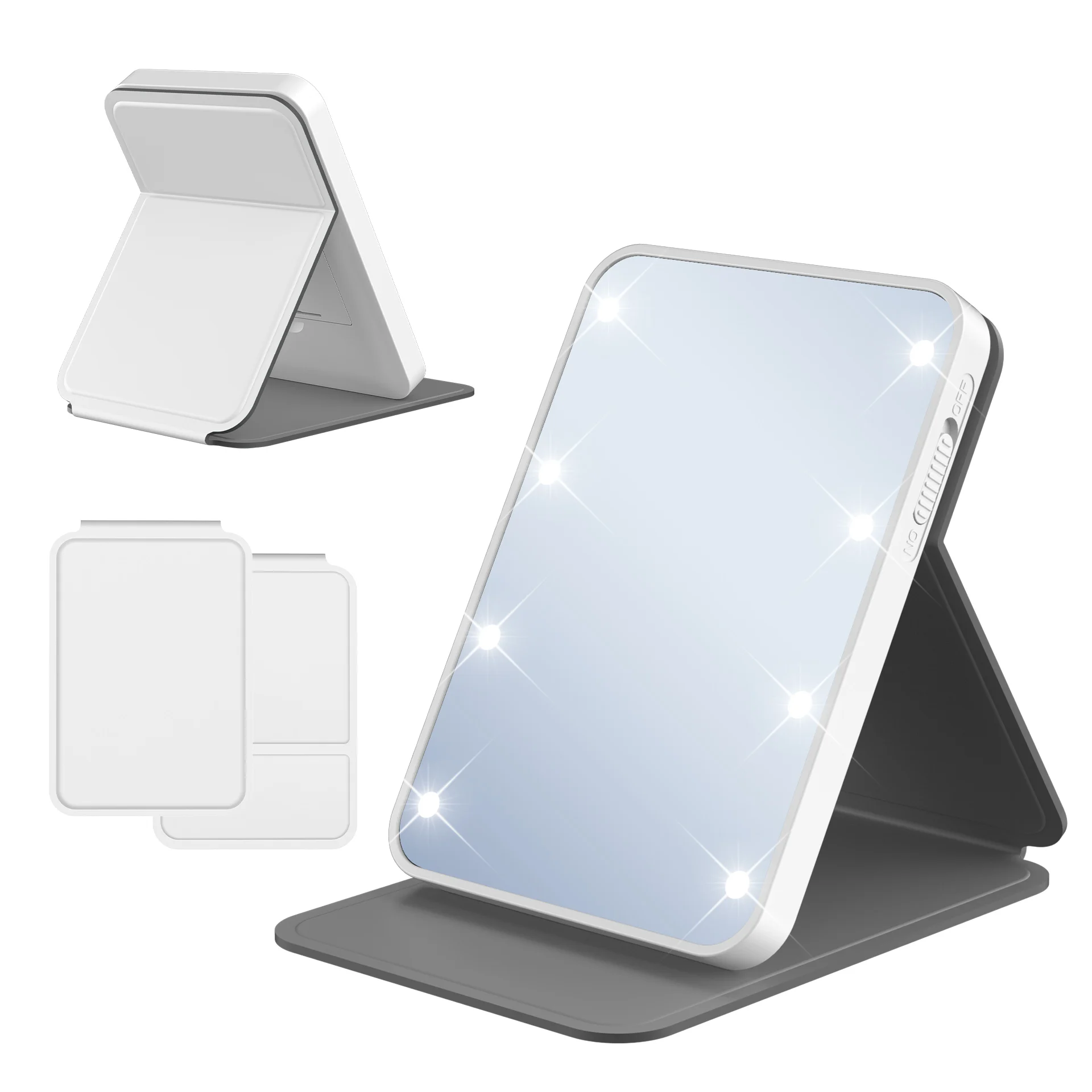 Ultra thin Folding Travel LED Makeup Mirror with PU Leather Case Cover