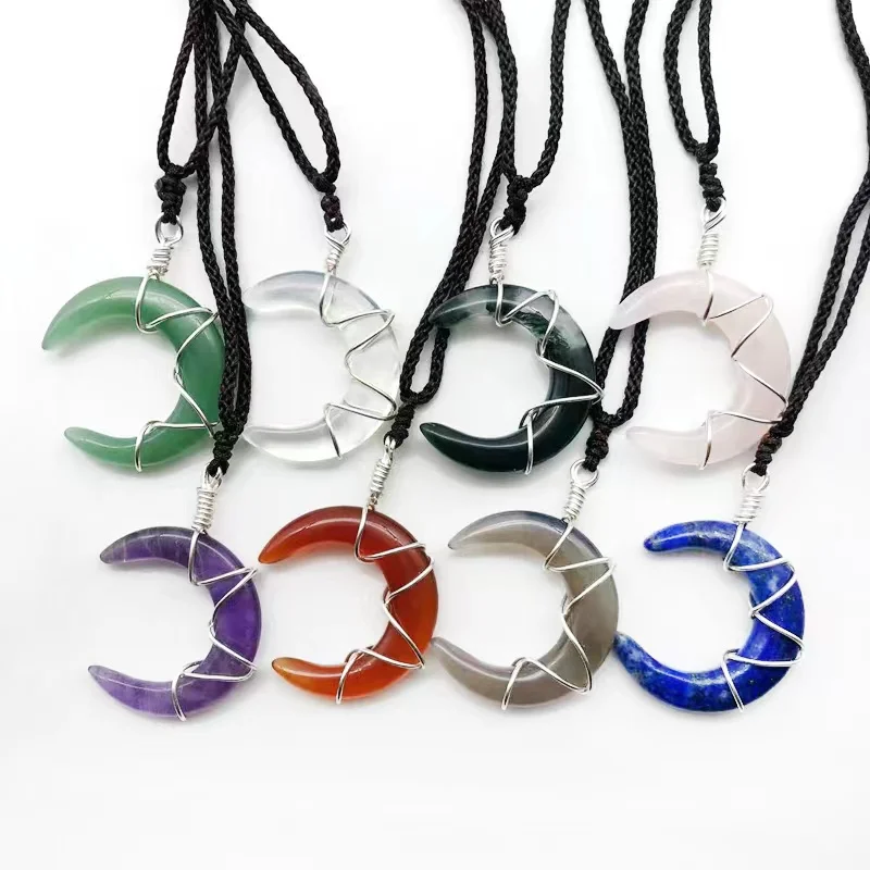 Настоящий хрустальный камень лабрадорит аметист фантомный жеод флюорит каплевидное ожерелье с подвеской большим количеством отверстий