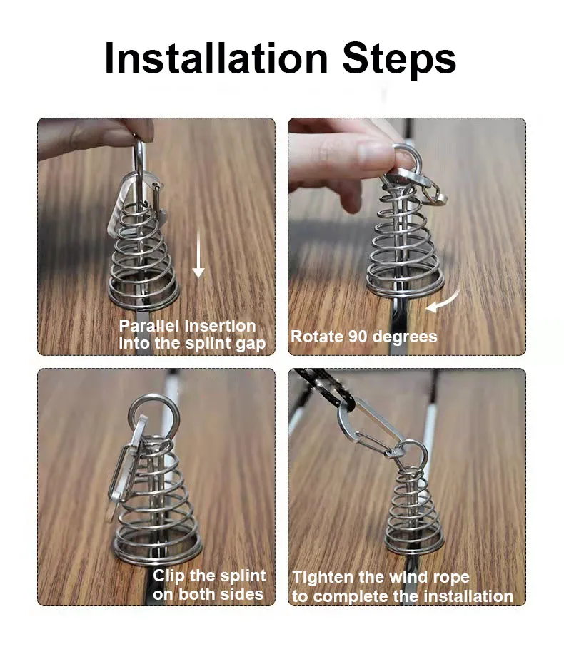 hot sale multifunctional Outdoor Camping tent nail Buckle Adjustable Stainless Steel Octopus Rope Buckle Deck Peg With Carabiner