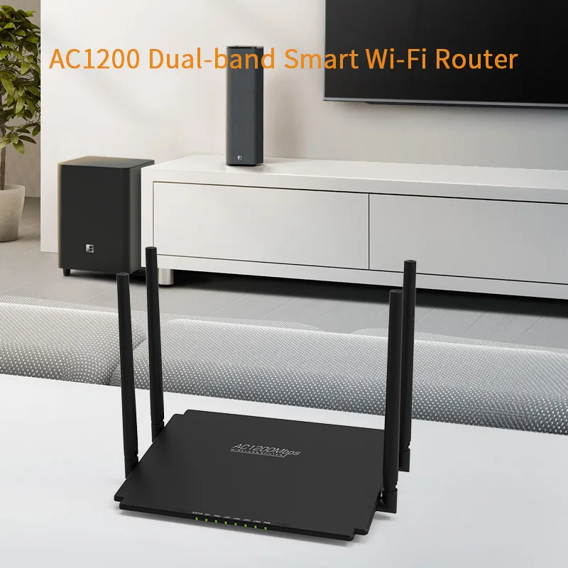 
4-antennas AC1200 Dual Band Gigabit Wi-Fi Mesh Router 2.4GHz 300Mbps and 5GHz 867Mbps Supports 802.11ac/a/n/g/b standards 