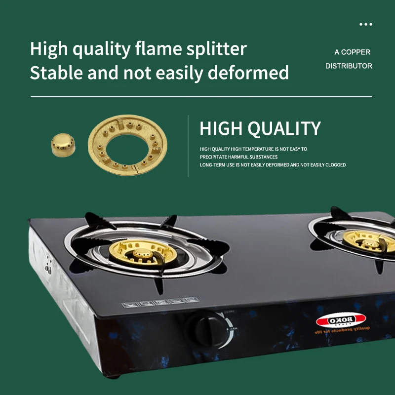 Competitive Price Glass Top Gas Hob Double Cast Iron Burners Kitchen Stoves