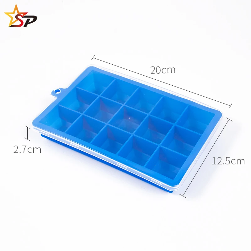 
Approved Custom Food Grade Cream Mould Silicone Ice Cube 15 Cavity Tray Silicone Ice Mold 