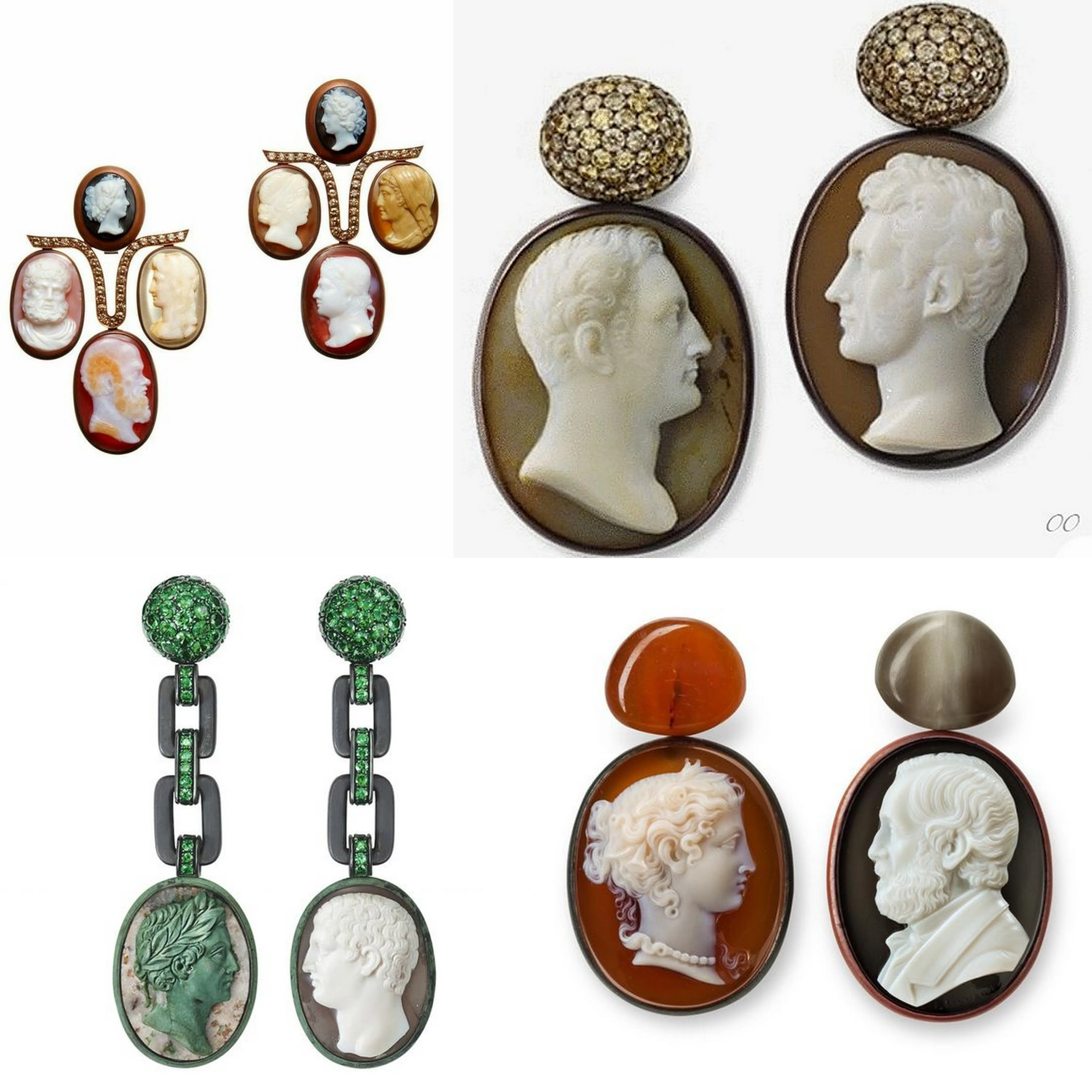 cameo accesorios cameo agate pendant earring  vintage cameo