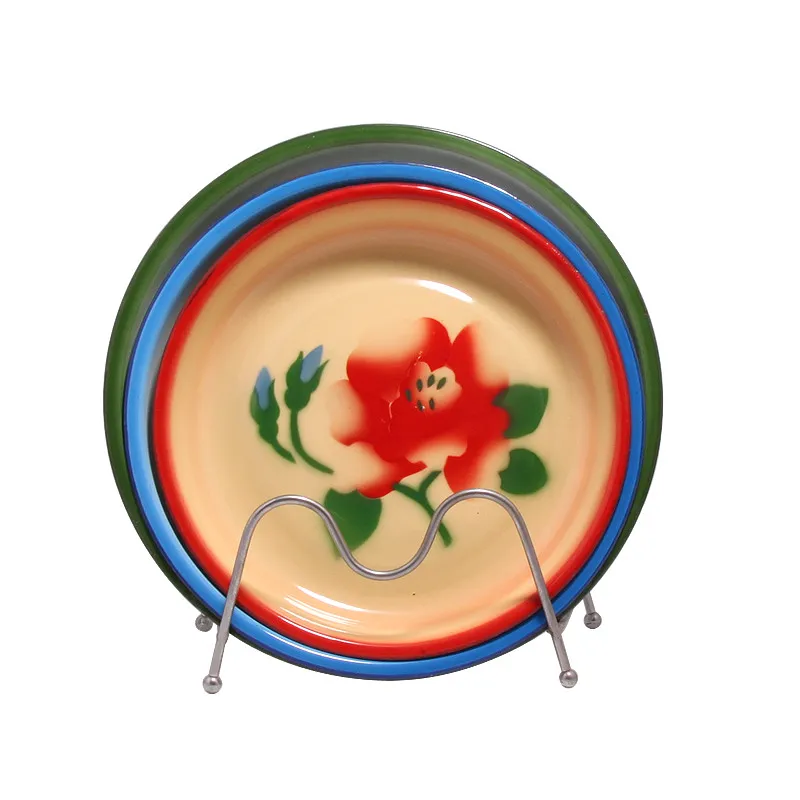 Customizable 16-26 CM Ceramic Charger Plate Home Kitchen Enamel Bowls with Printed Pattern for Wedding Parties and Camping