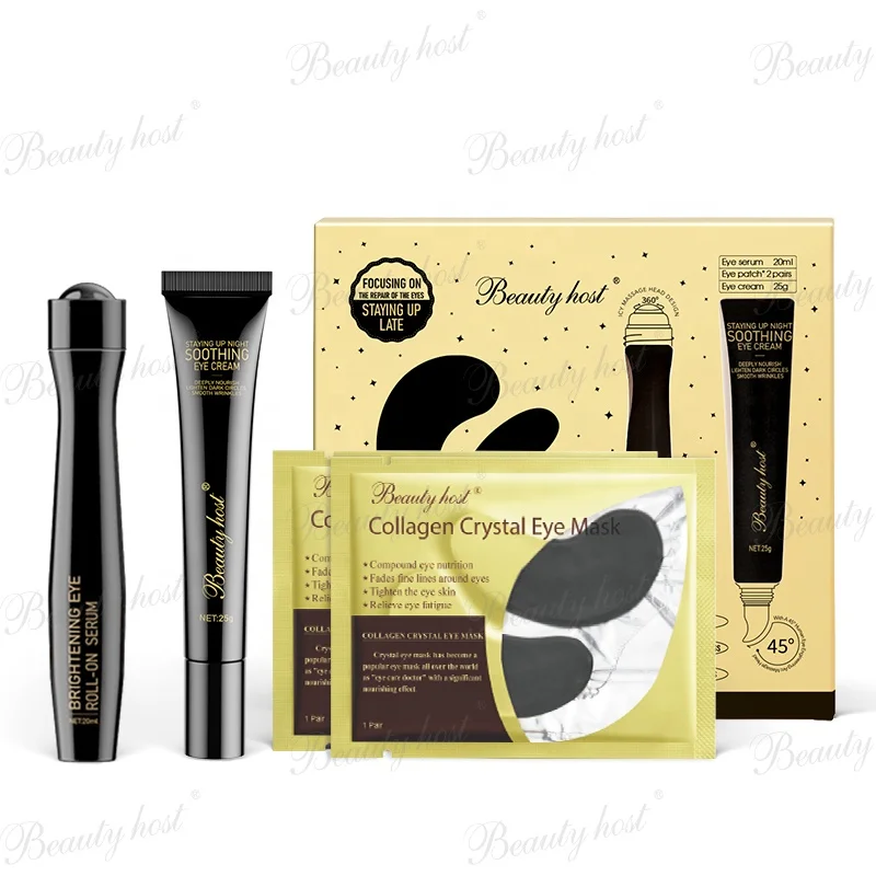 Beauty Host Eye Care Set Kit Product Brightening Eye Serum Collagen Crystal Mask Staying Up Night Soothing Eye Cream