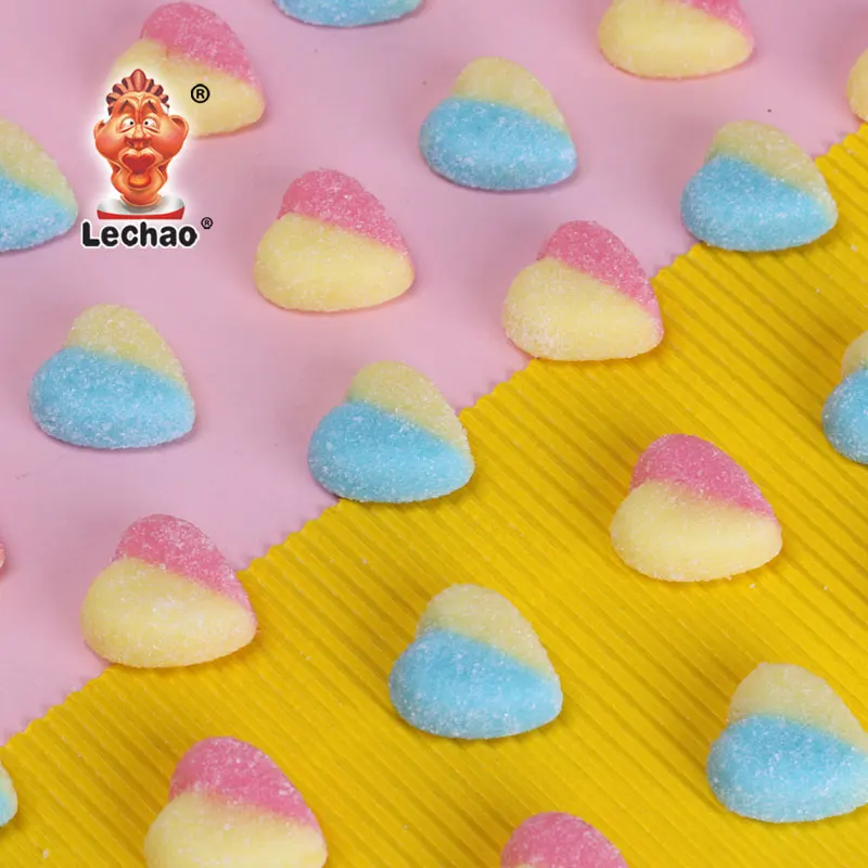 Bulk Bag Pack Gummi Bonbons Two Colors Sugar Coated Sweet Strawberry Heart Shaped Gummy Candy