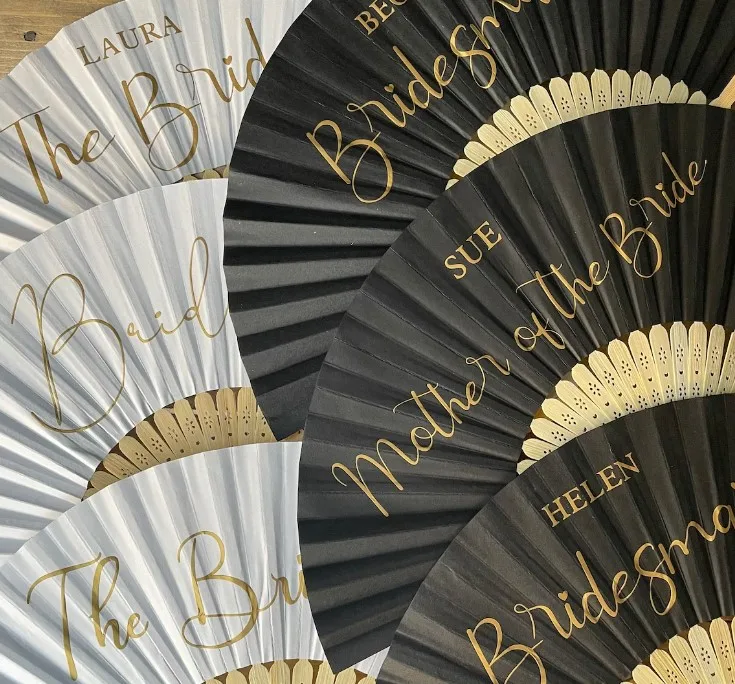 BSBH Wholesale Popular Sublimation Cheap Custom Printing  Hand Held Fan Promotional Gift Paper Hand Fan