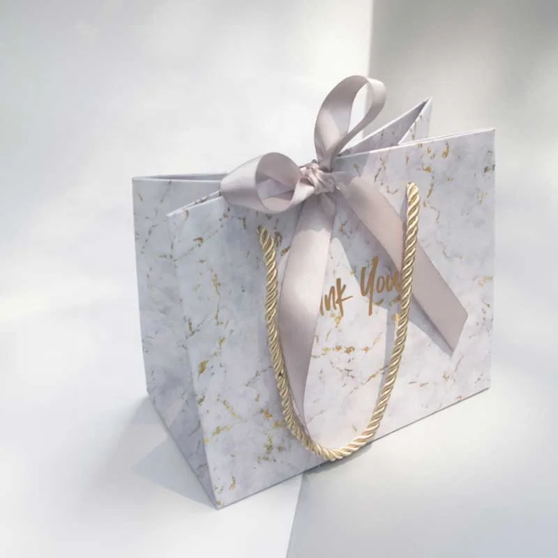 Многоразовый складной роскошный свадебный бумажный мраморный пакет для покупок с логотипом на заказ, Подарочный упаковочный пакет с ручками