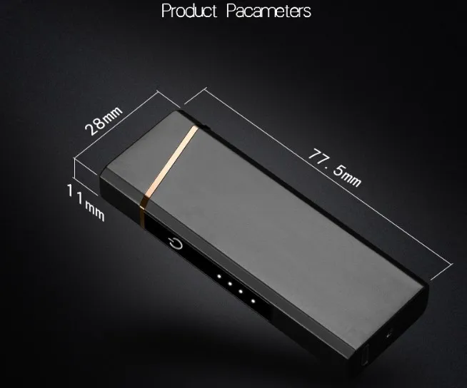 Double Arc Electric USB Portable Metal Lighter Touch Sensor Finger Printing Design Modern Zinc Alloy Camping Smoking Gift Giving