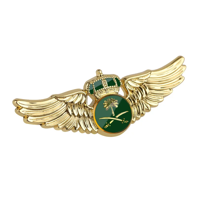 Wholesale Gold plating Airplane Badge Airline Wing Badge Metal Pin Badge China Factory Direct Supply