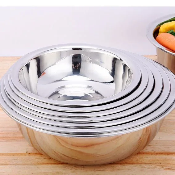 Factory Directly Sell Salad Bowl modern Stainless Steel Mixing basin With Lid personalized metal salad bowl deep mixing bowl